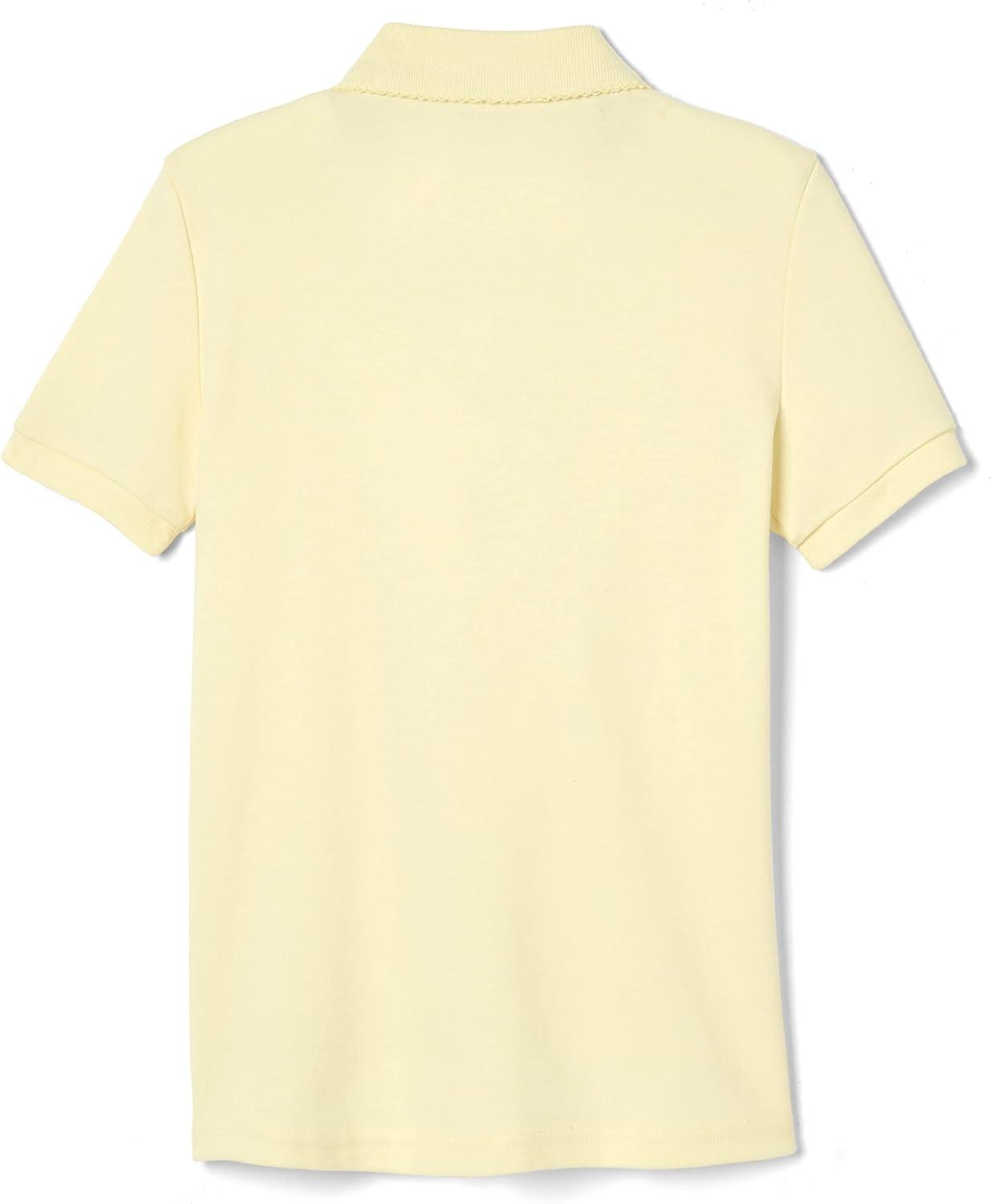 French Toast Girls’ Picot Collar Polo Short Sleeve Shirt (Kids Standard & Plus Size), Yellow, 10-12