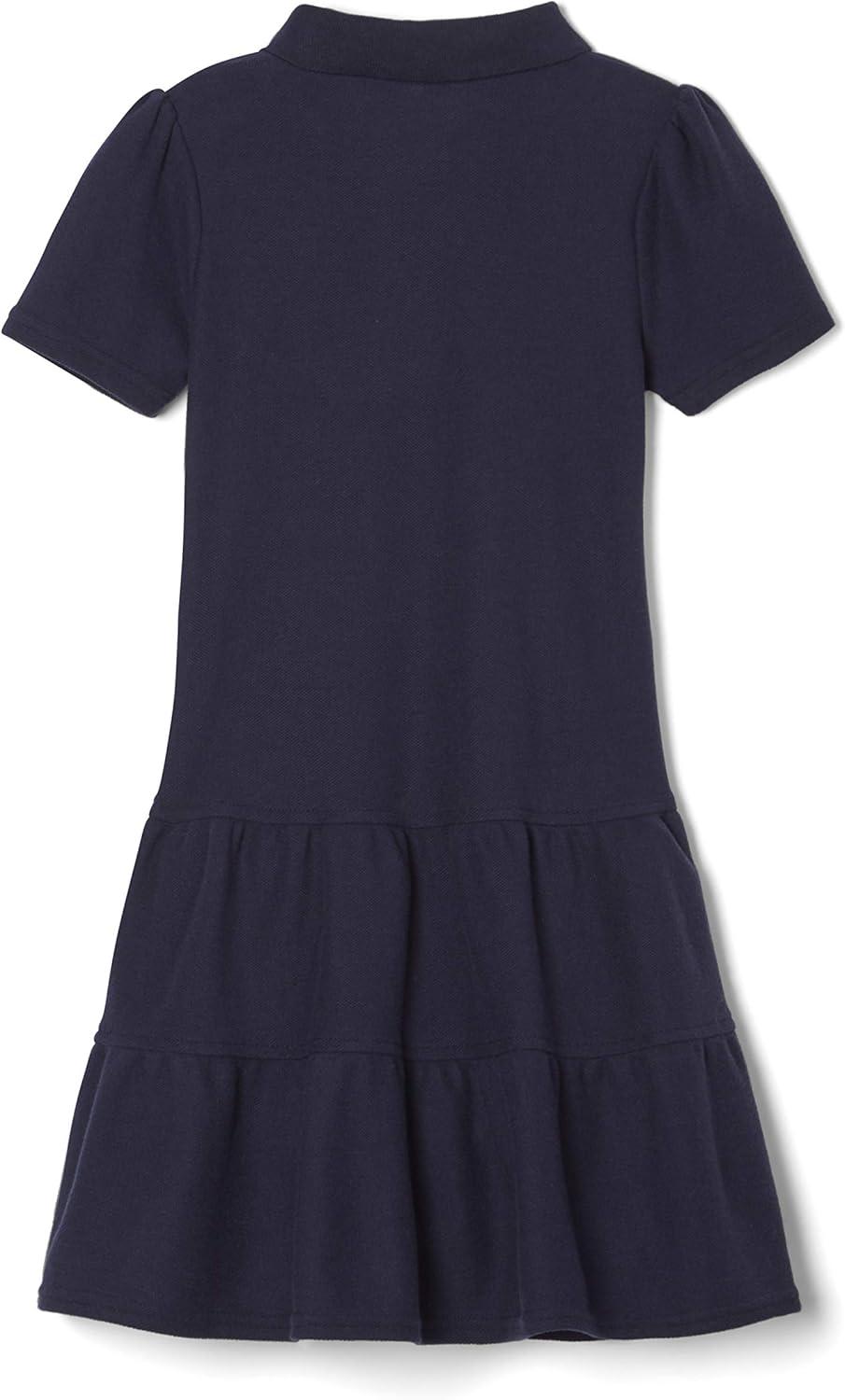 French Toast Girls Ruffle Pique Polo School Uniform Dress(Navy)
