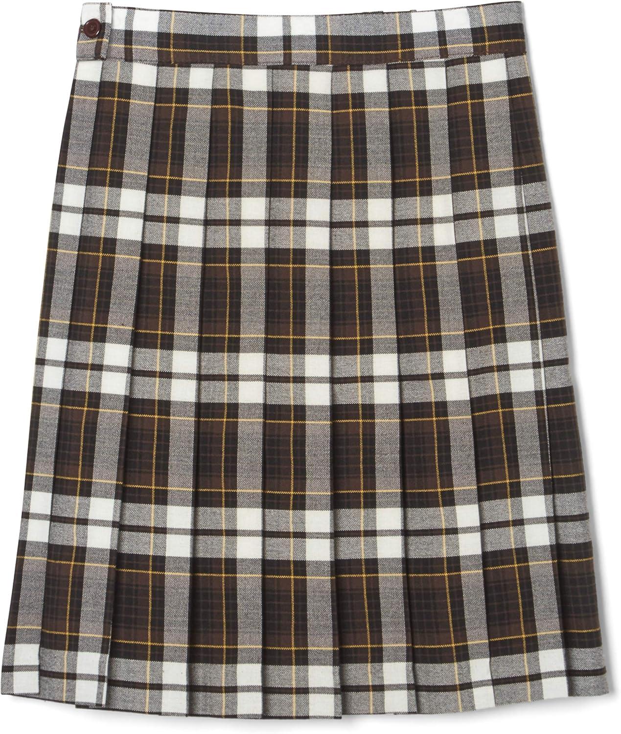 French Toast Girls’ Plaid Pleated Skirt(Brown Plaid)