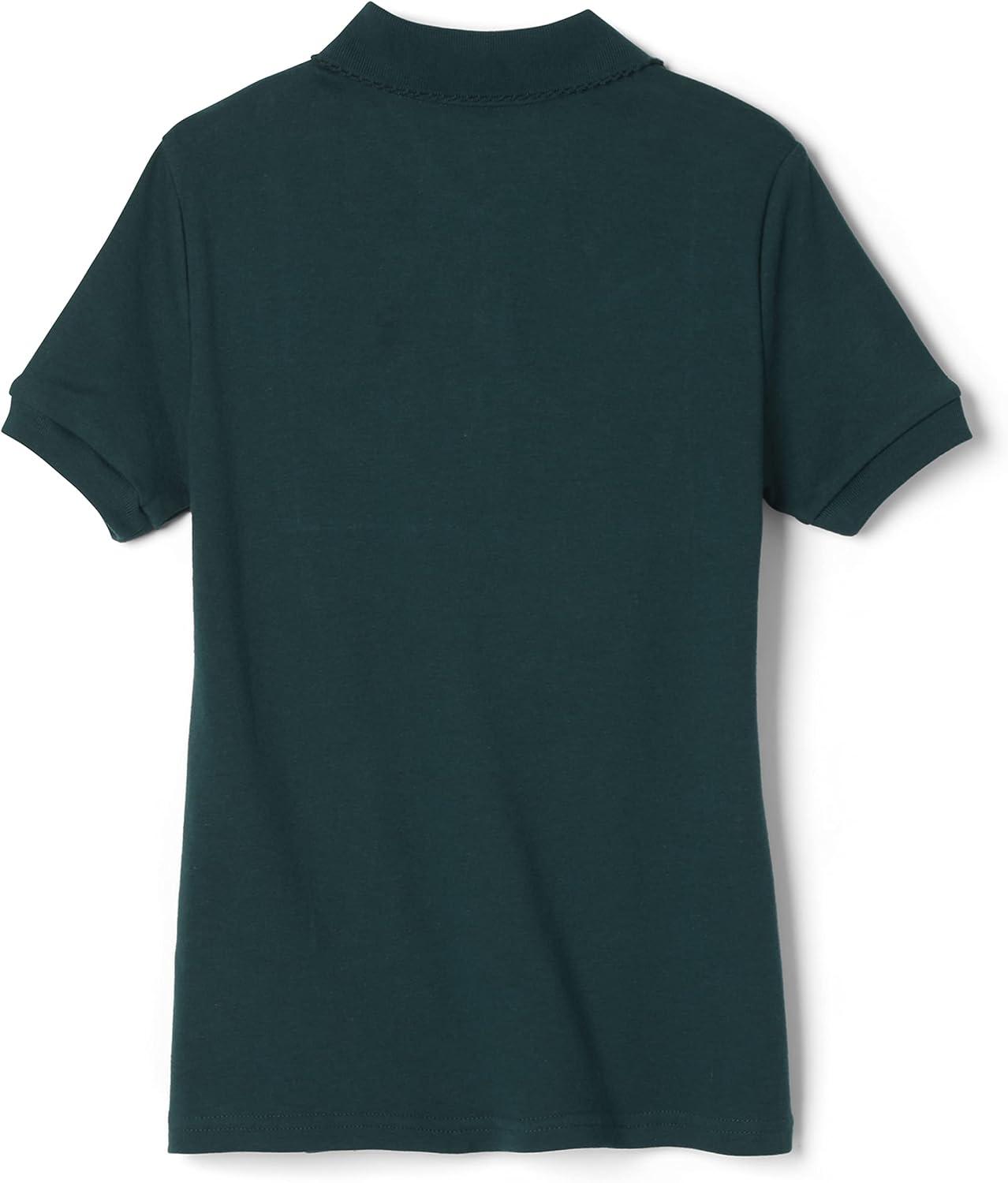 French Toast Girls’ Short Sleeve Picot Collar Polo School Uniform Shirt (Standard and Plus)(Hunter Green)