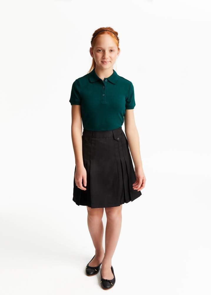 French Toast Girls’ Short Sleeve Picot Collar Polo School Uniform Shirt (Standard and Plus)(Hunter Green)