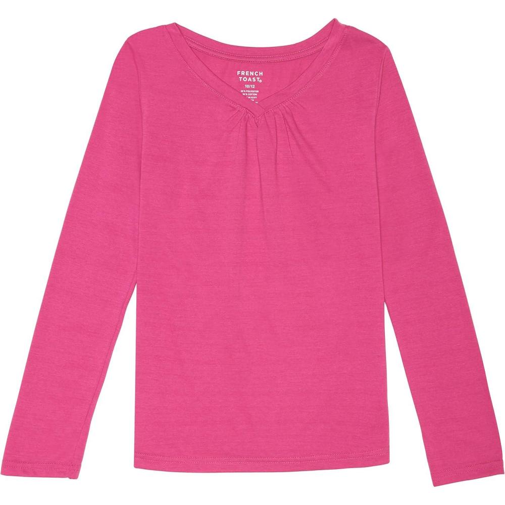 French Toast Girls’ Long Sleeve V-Neck Tee(Rose Violet)