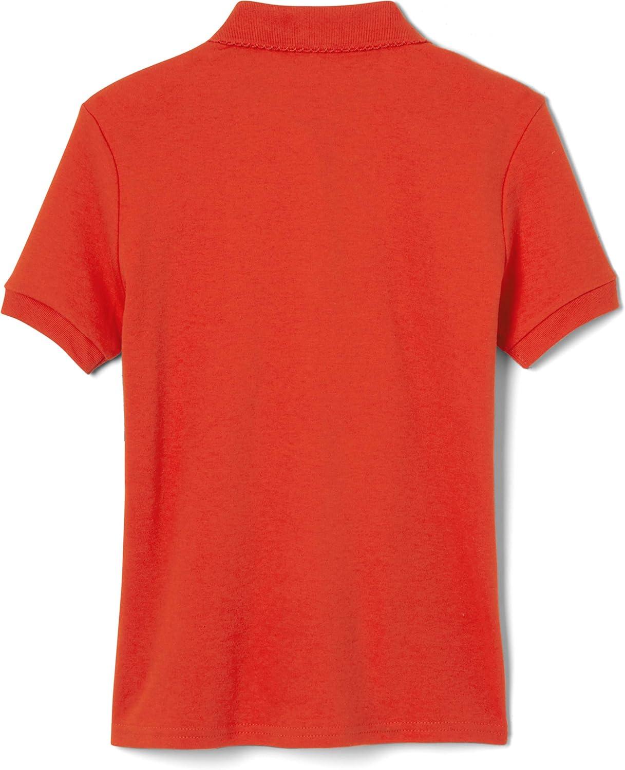 French Toast Girls’ Short Sleeve Picot Collar Polo School Uniform Shirt (Standard and Plus)(Orange)