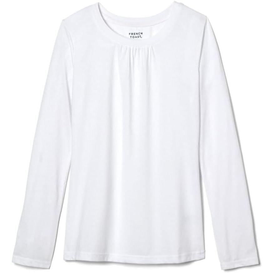French Toast Girls Long Sleeve Crewneck Tee T Shirt(White)