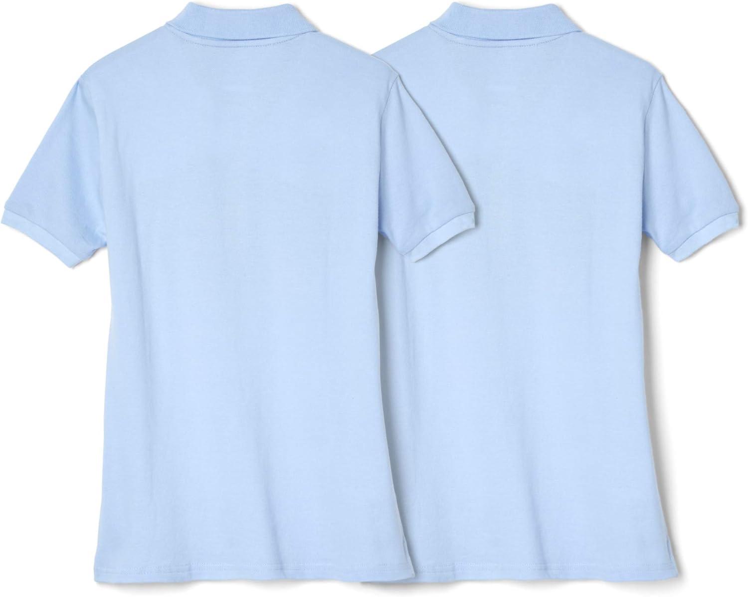French Toast Girls 2 Pack Short Sleeve Stretch Piqué Polo(Light Blue)