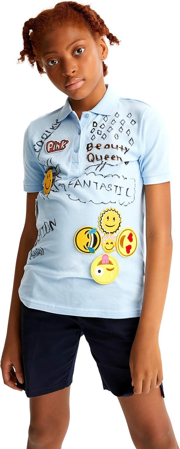 French Toast Girls 2 Pack Short Sleeve Stretch Piqué Polo(Light Blue)