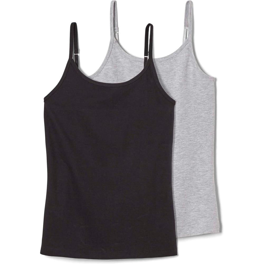 French Toast Girls 2-Pack Basic Cami Tops(Black/Grey)