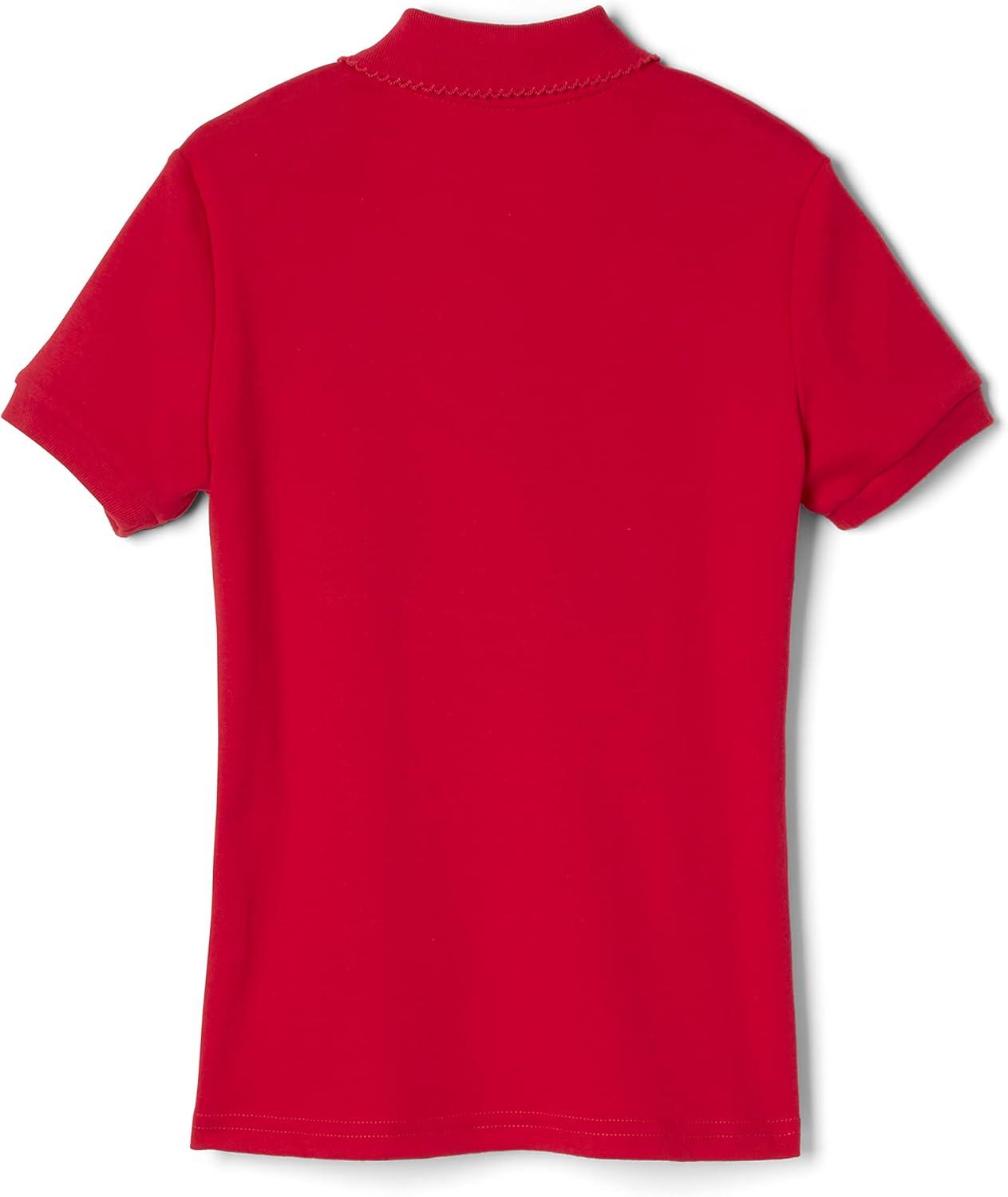 French Toast Girls’ Picot Collar Polo Short Sleeve Shirt (Kids Standard & Plus Size), Red, 18-20
