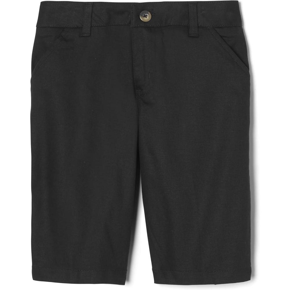 French Toast Women’s Teen and Juniors’ Stretch Twill Bermuda Shorts(School Uniform Black)