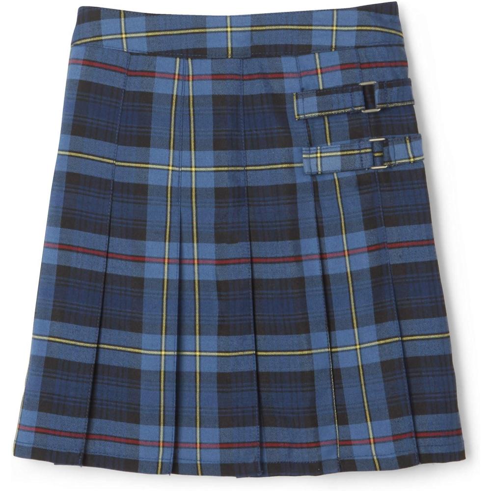 French Toast Girls’ Adjustable Waist Plaid 2-Tab Scooter(Blue & Red Plaid)