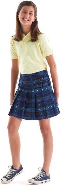 French Toast Girls’ Adjustable Waist Plaid 2-Tab Scooter(Blue & Red Plaid)