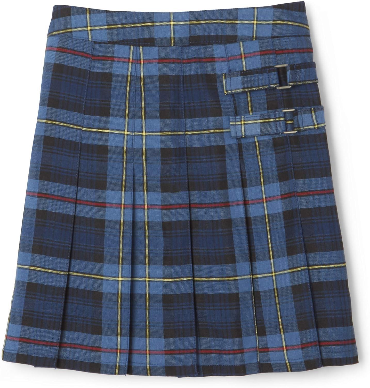 French Toast Girls’ Adjustable Waist Plaid 2-Tab Scooter(Blue & Red Plaid)