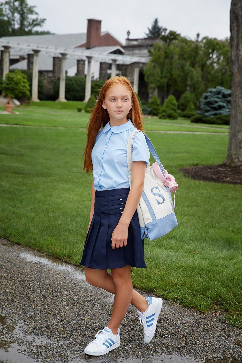 French Toast Girls Adjustable Waist Pleated-Front Two-tab Scooter(Navy)