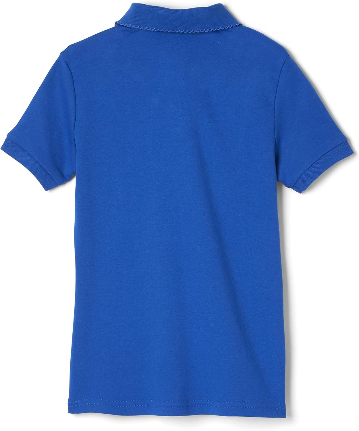 French Toast Girls’ Picot Collar Polo Short Sleeve Shirt (Kids Standard & Plus Size), Royal, 6X