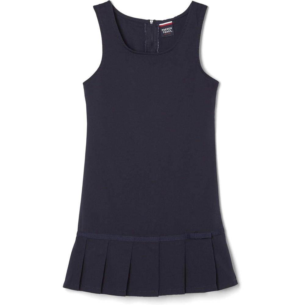 French Toast Girls’ Pleated Hem Jumper with Ribbon(Navy)