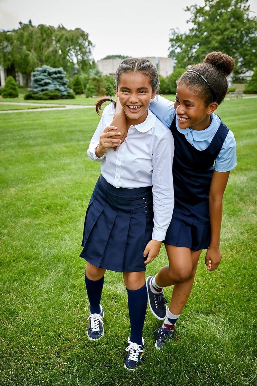 French Toast Girls’ Pleated Hem Jumper with Ribbon(Navy)