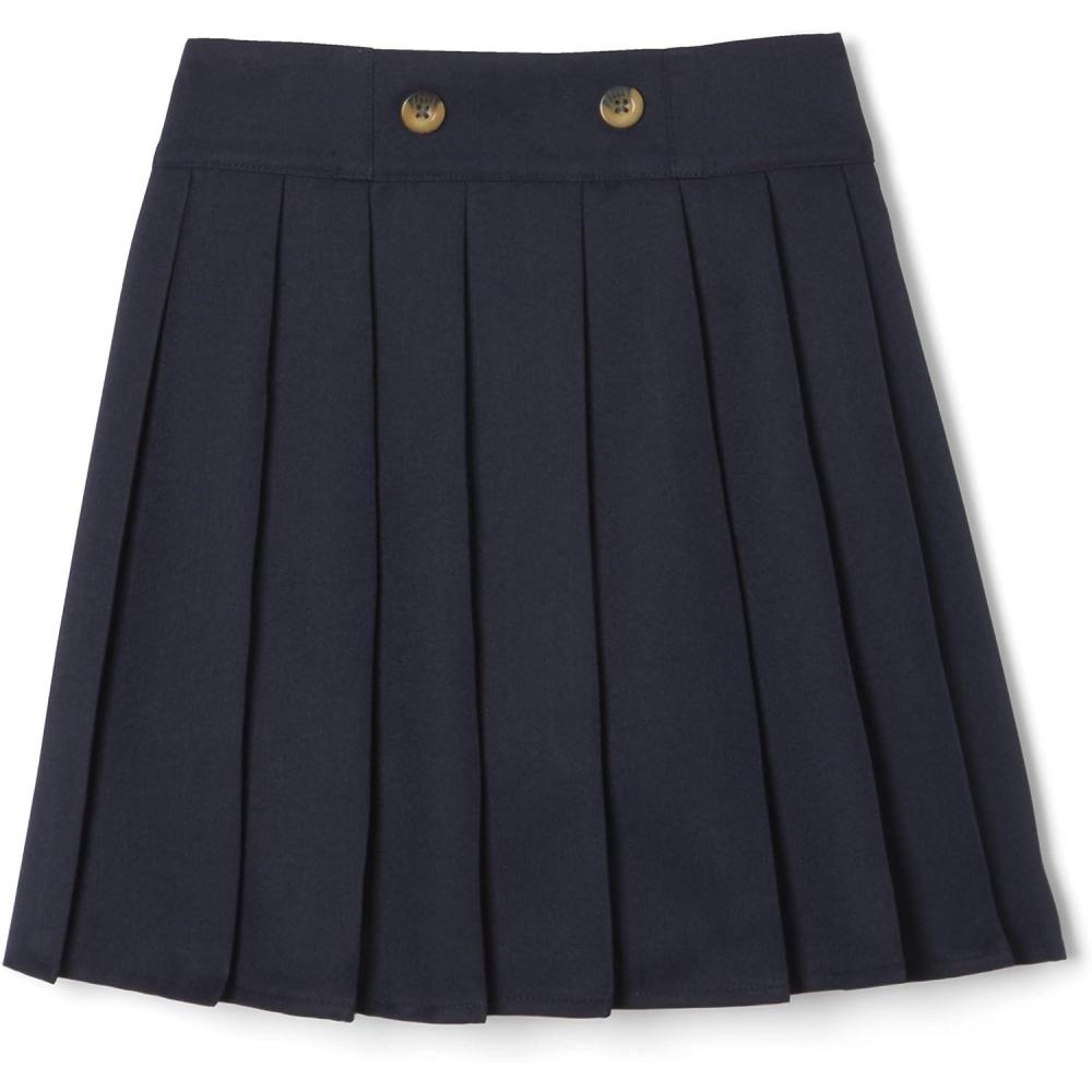 French Toast Girls’ Front Button Pleated Scooter(Navy)