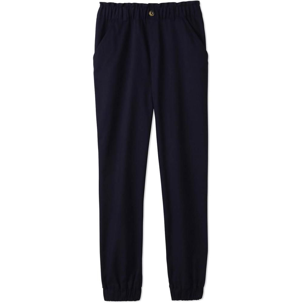French Toast Girls’ Stretch Twill Jogger with Paper Bag Waist(Navy)