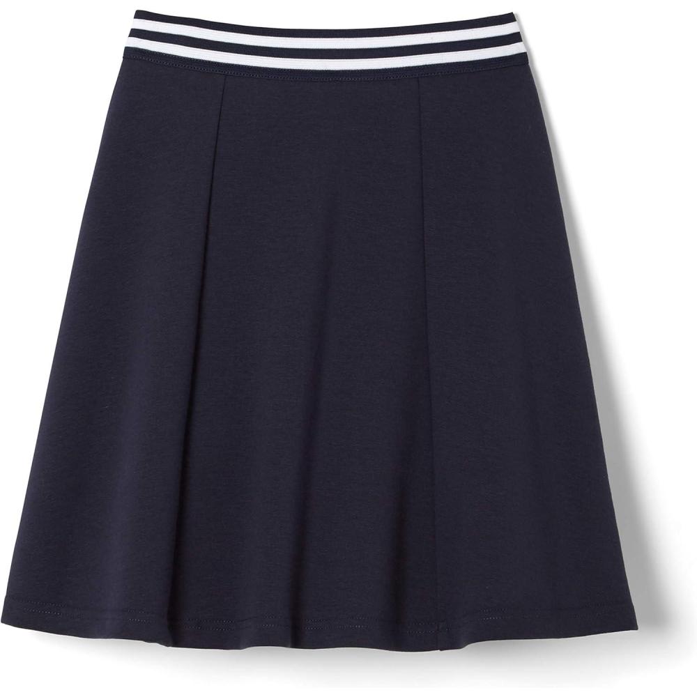 French Toast Girls Stretch Contrast Waistband Scooter School Uniform Skirt(Navy)