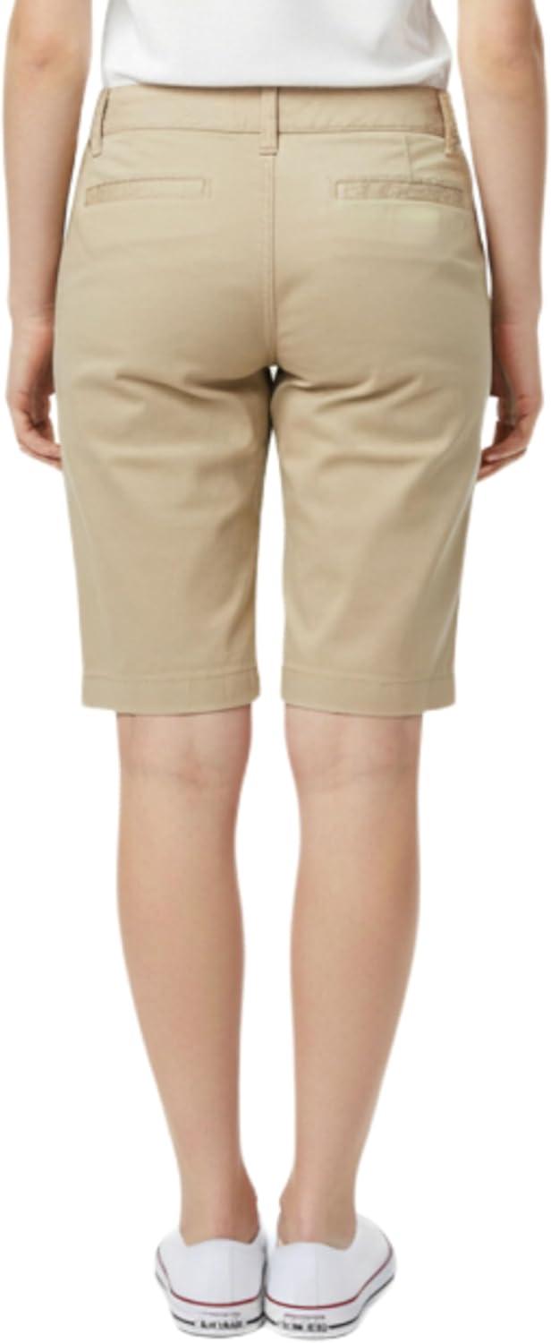 French Toast Women’s Teen and Juniors’ Stretch Twill Bermuda Shorts(Khaki Beige)