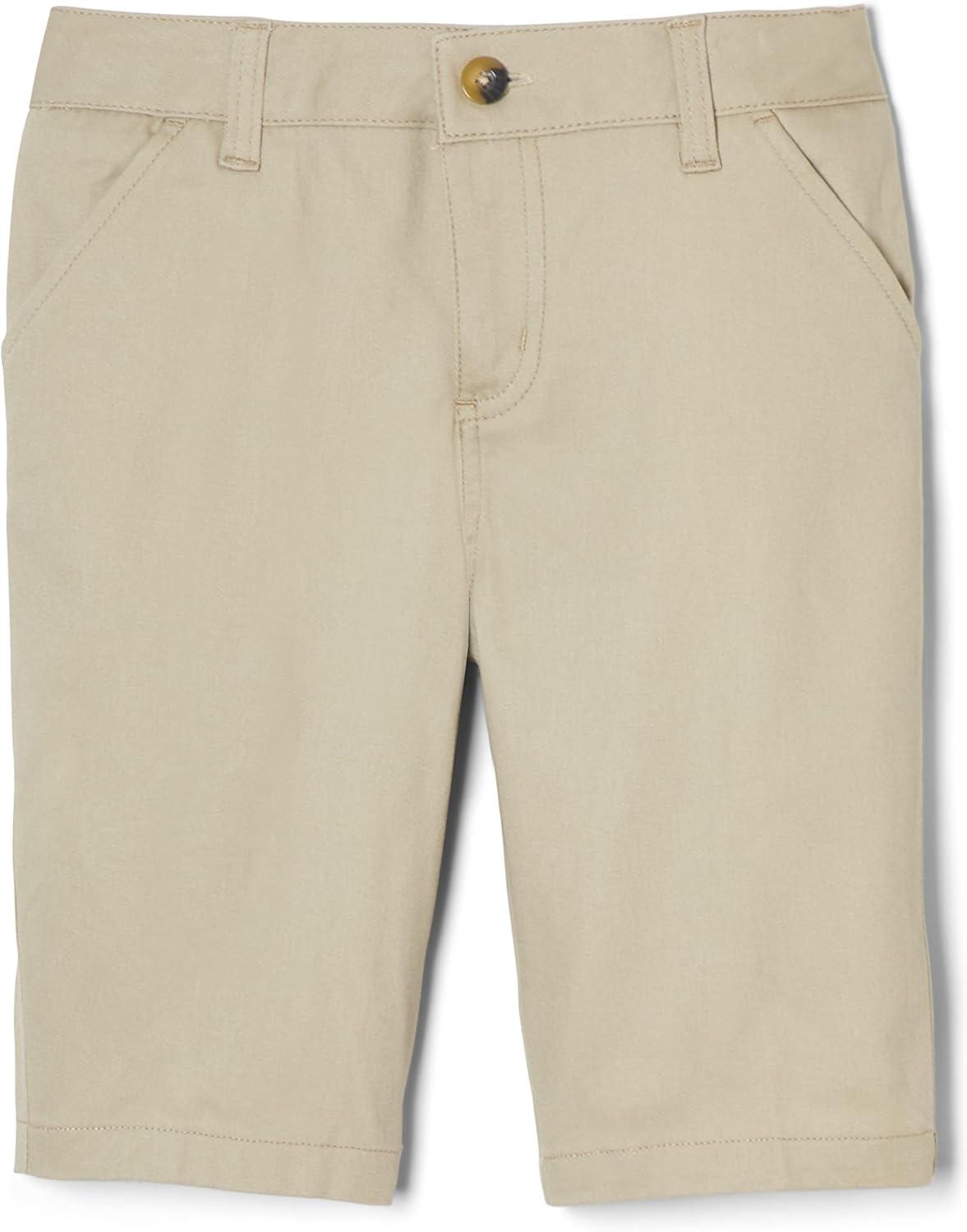 French Toast Women’s Teen and Juniors’ Stretch Twill Bermuda Shorts(Khaki Beige)