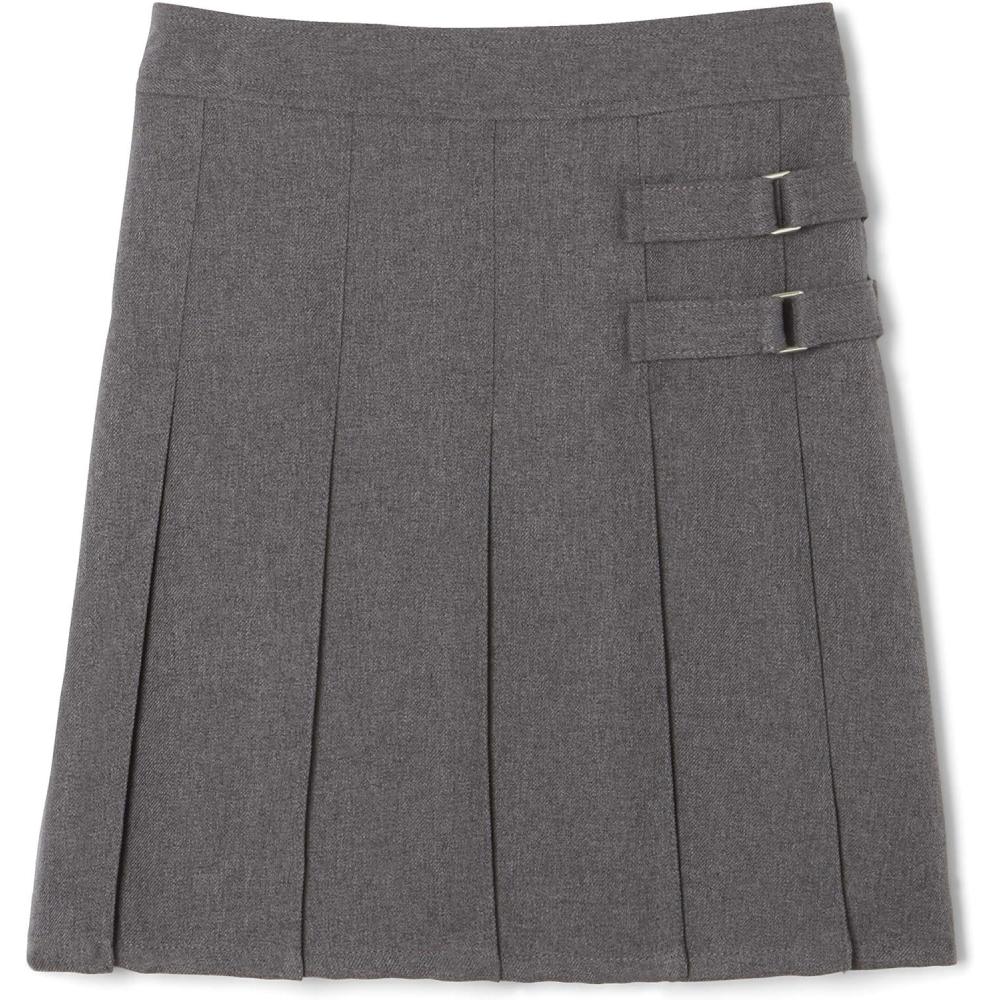 French Toast Girls Adjustable Waist Pleated-Front Two-tab Scooter(Heather Gray)