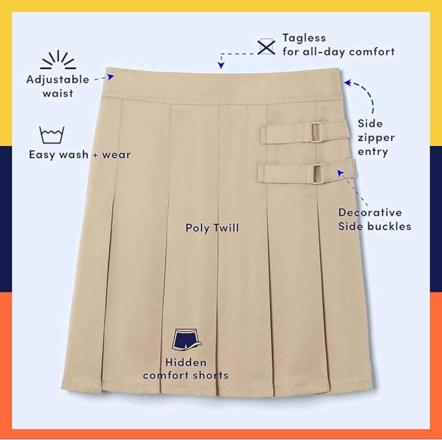 French Toast Girls Adjustable Waist Pleated-Front Two-tab Scooter(Heather Gray)