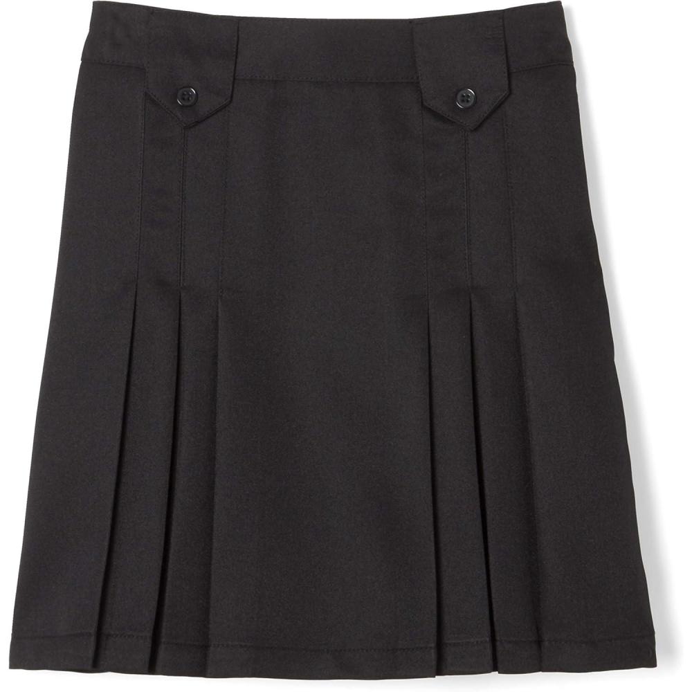 French Toast Big Girls’ Front Pleated Skirt with Tabs(Black)