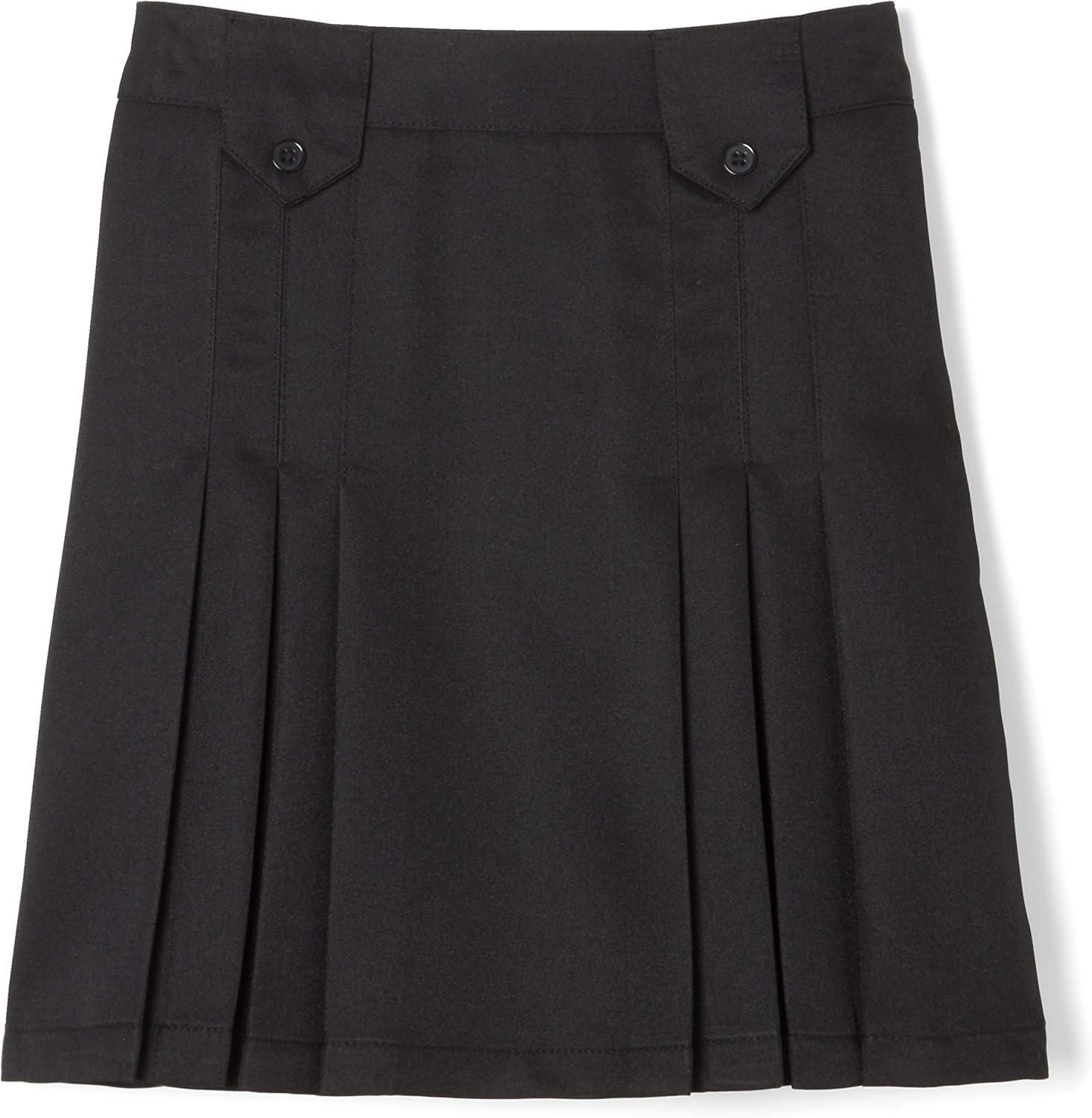 French Toast Big Girls’ Front Pleated Skirt with Tabs(Black)