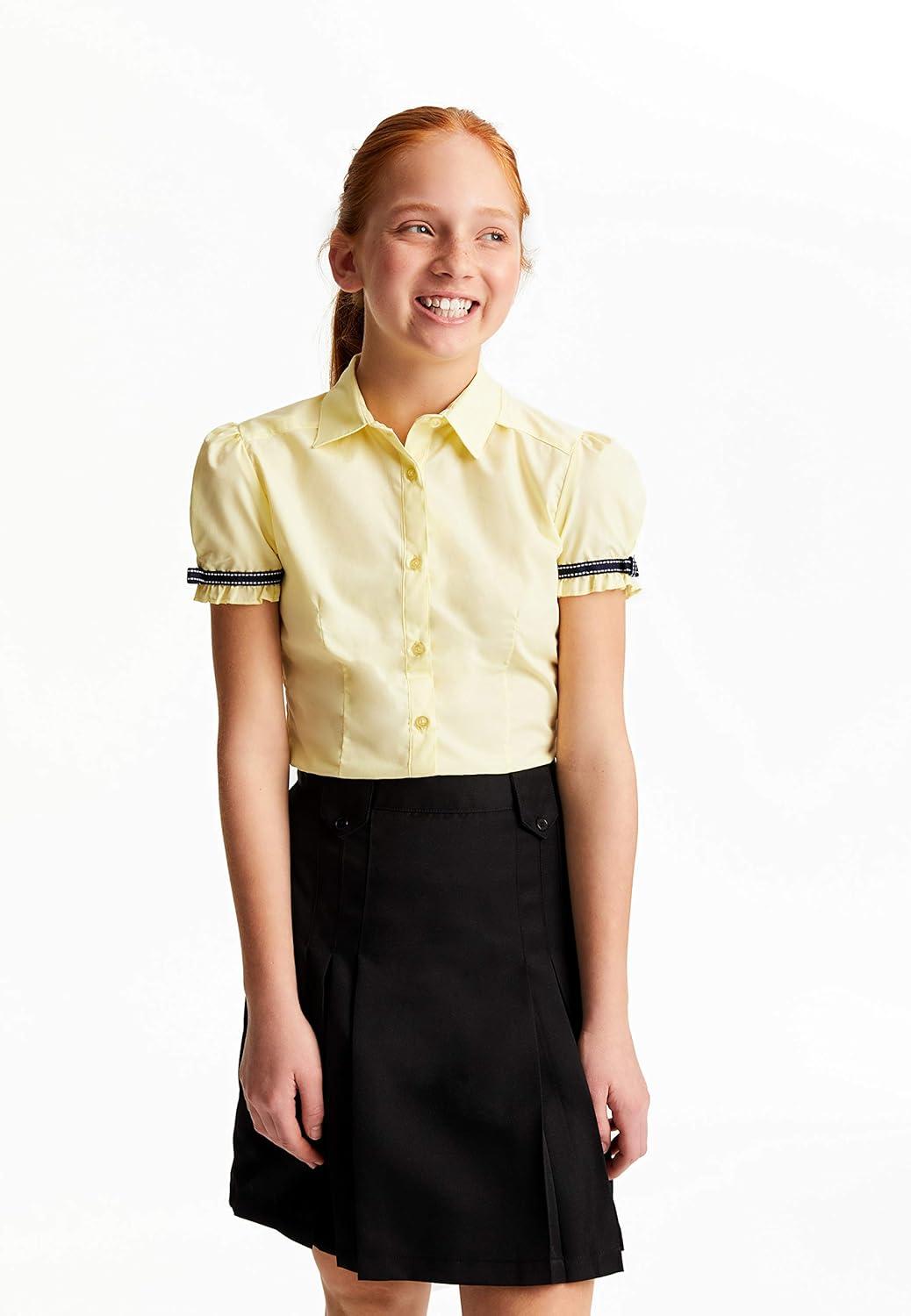 French Toast Big Girls’ Front Pleated Skirt with Tabs(Black)