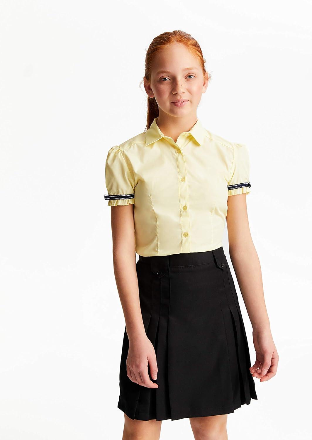 French Toast Big Girls’ Front Pleated Skirt with Tabs(Black)