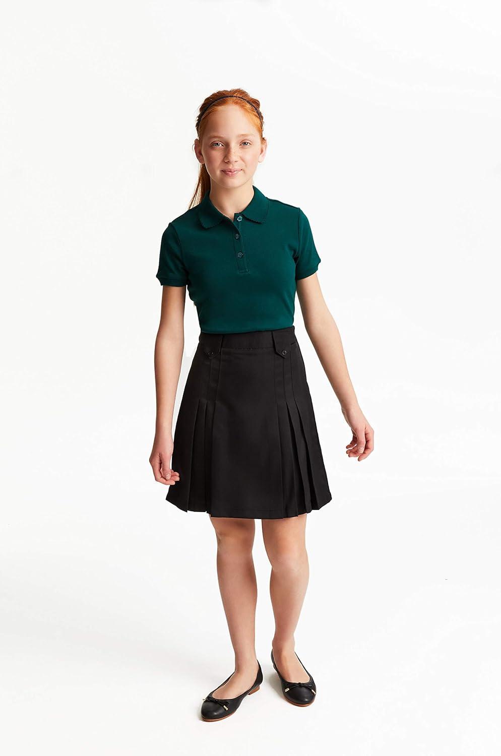 French Toast Big Girls’ Front Pleated Skirt with Tabs(Black)