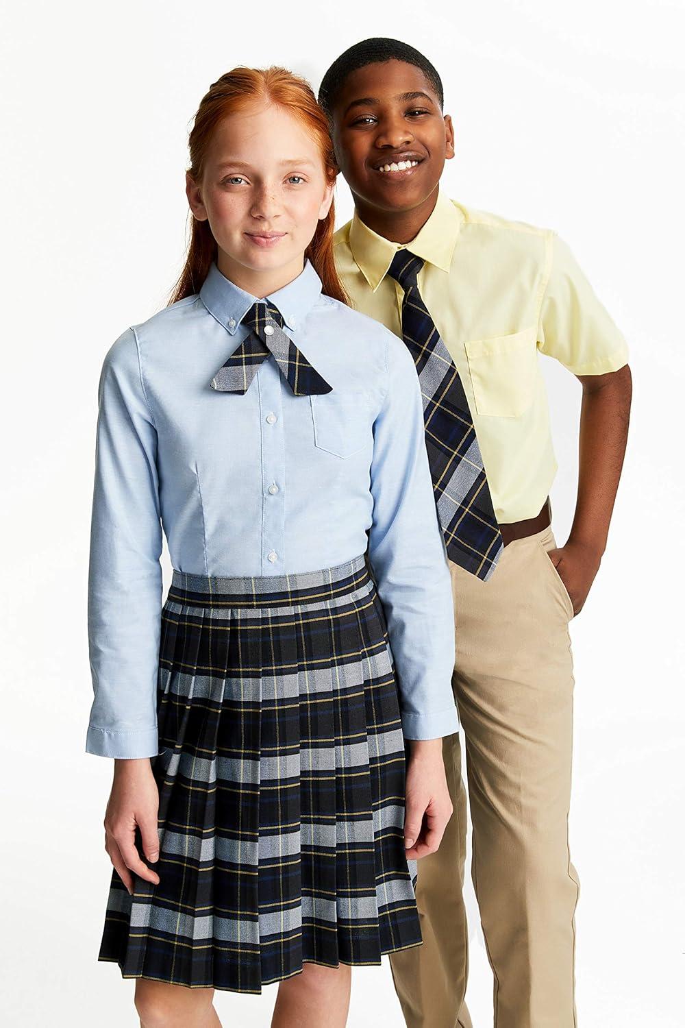 French Toast Girls’ Plaid Pleated Skirt(Blue & Gold Plaid)