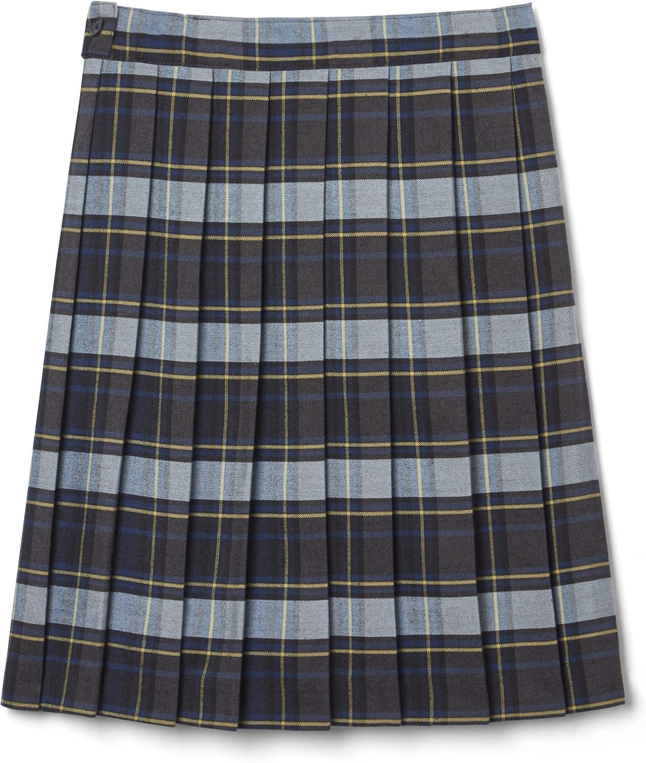 French Toast Girls’ Plaid Pleated Skirt(Blue & Gold Plaid)