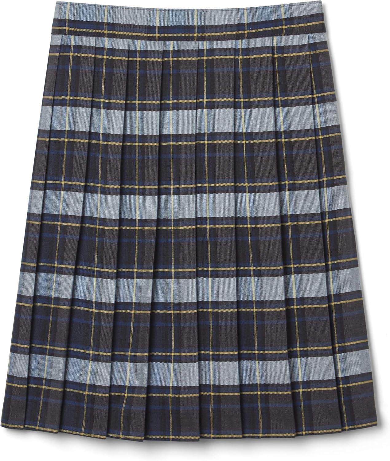 French Toast Girls’ Plaid Pleated Skirt(Blue & Gold Plaid)
