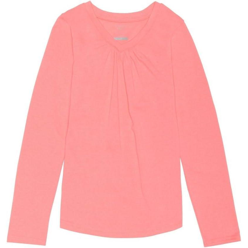 French Toast Girls’ Long Sleeve V-Neck Tee(Electric Pink)
