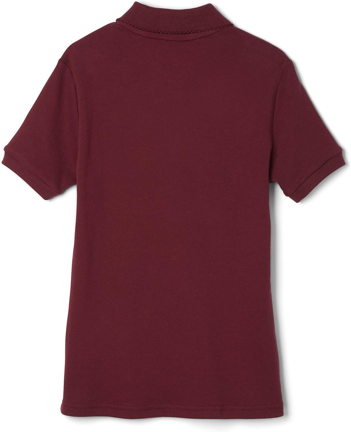 French Toast Girls’ Short Sleeve Picot Collar Polo School Uniform Shirt (Standard and Plus)(Burgundy)