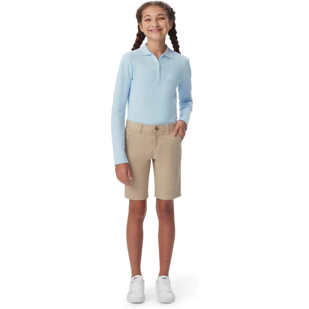 French Toast Women’s Teen and Juniors’ Stretch Twill Bermuda Shorts(Khaki)