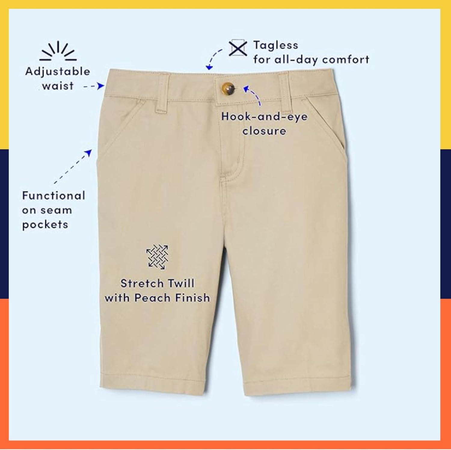 French Toast Women’s Teen and Juniors’ Stretch Twill Bermuda Shorts(Khaki)