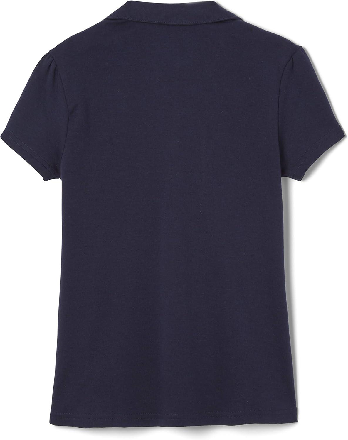 French Toast Toddler Girls Short Sleeve Peter Pan Collar Polo(Navy Blue)
