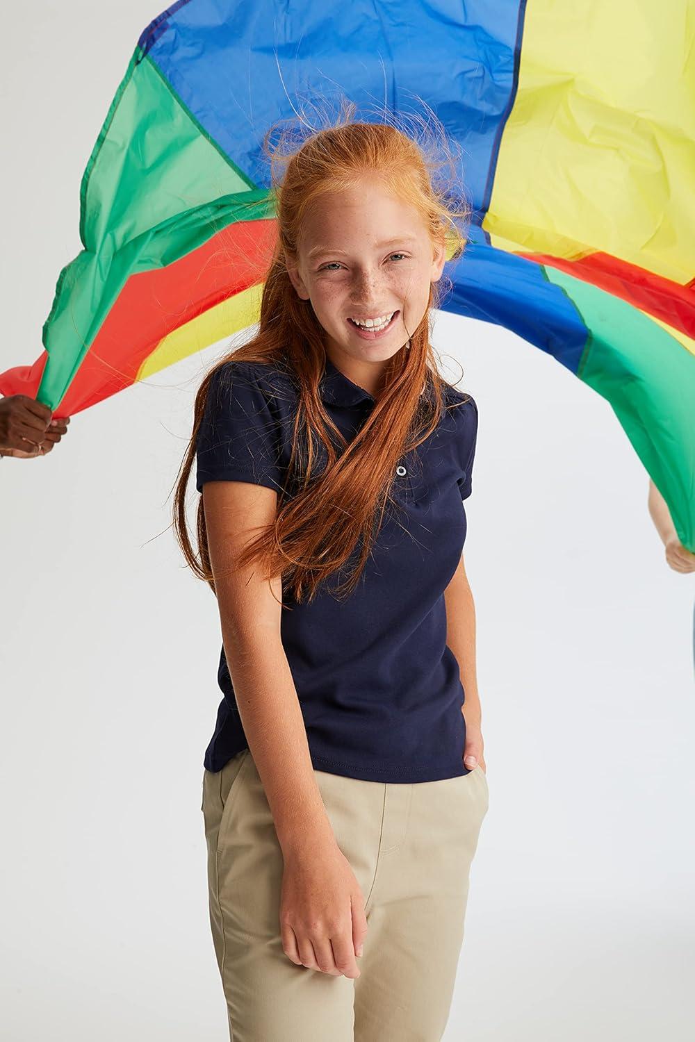 French Toast Toddler Girls Short Sleeve Peter Pan Collar Polo(Navy Blue)