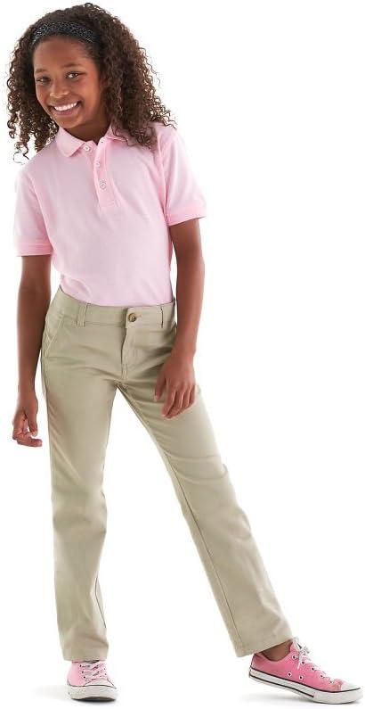 French Toast Girls’ Adjustable Waist Stretch Twill Straight Leg Pant (Standard & Plus), Khaki, 18 Plus