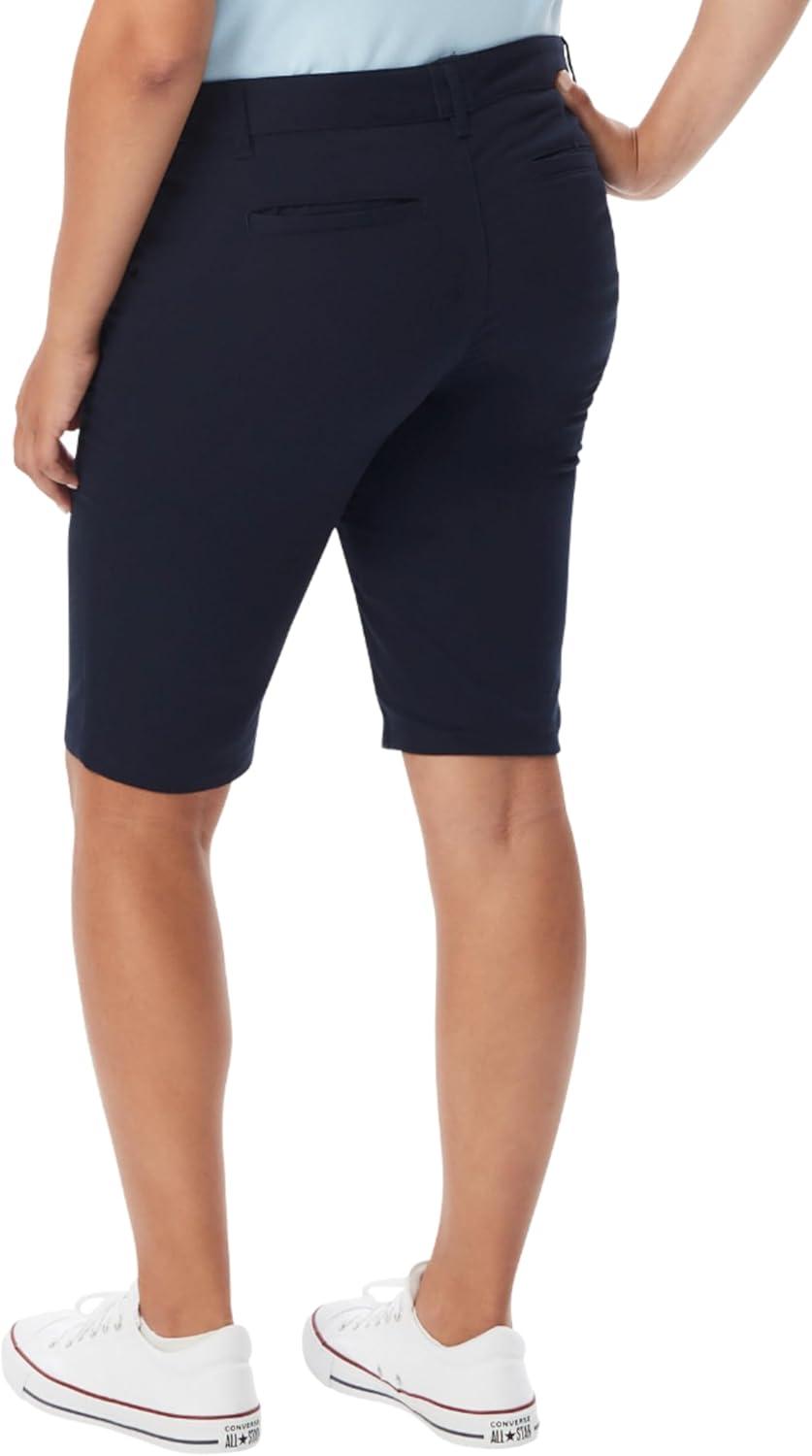 French Toast Women’s Teen and Juniors’ Stretch Twill Bermuda Shorts(Navy Blue)