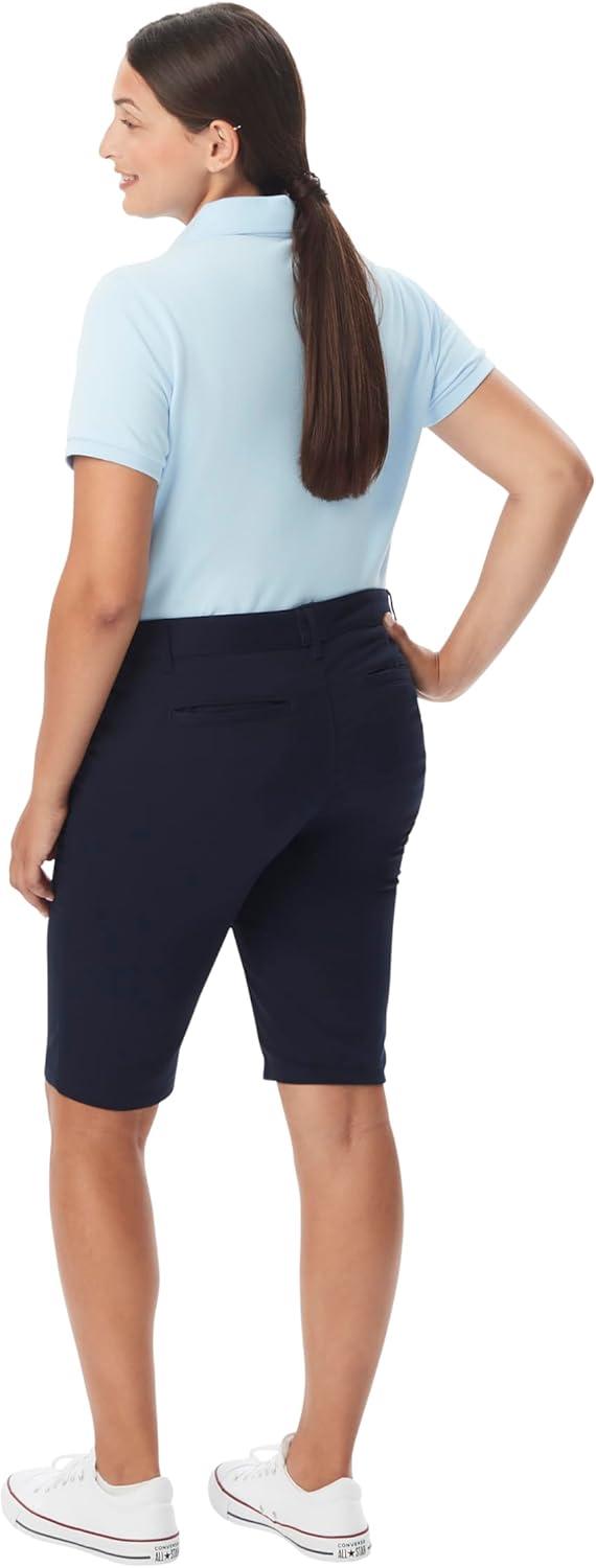 French Toast Women’s Teen and Juniors’ Stretch Twill Bermuda Shorts(Navy Blue)