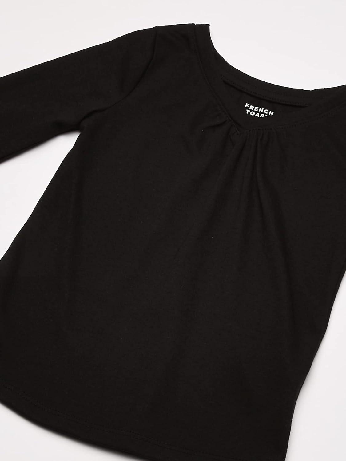 French Toast Girls’ Long Sleeve V-Neck Tee(Black)