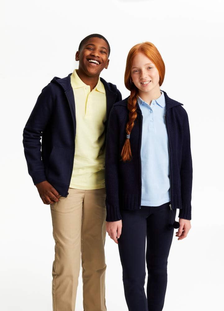 French Toast Girls’ Short Sleeve Picot Collar Polo School Uniform Shirt (Standard and Plus)(Light Blue)