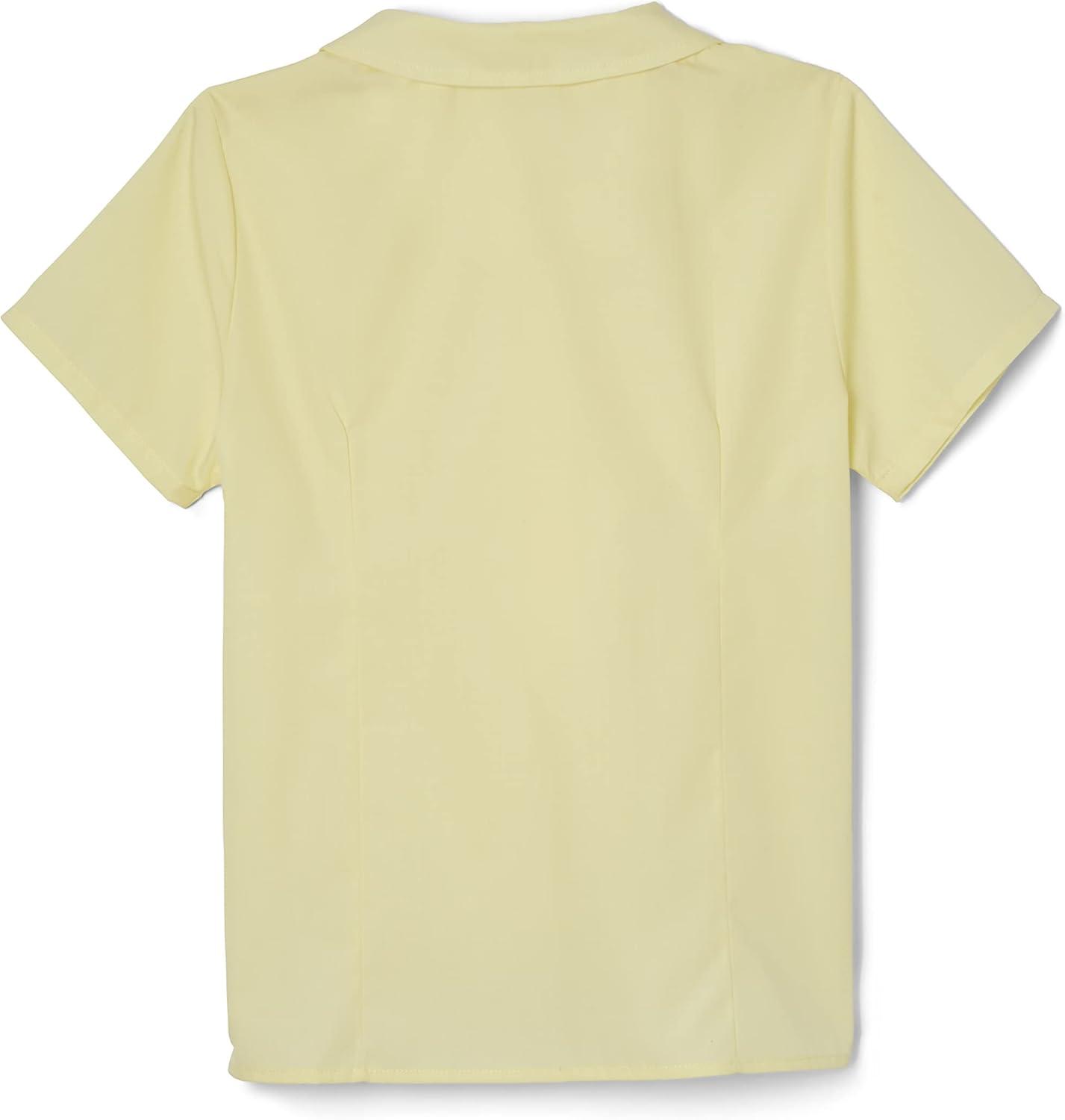 French Toast Peter Pan Collar Short Sleeve Blouse (Girls Standard & Plus Sizes), Blue,(Yellow)