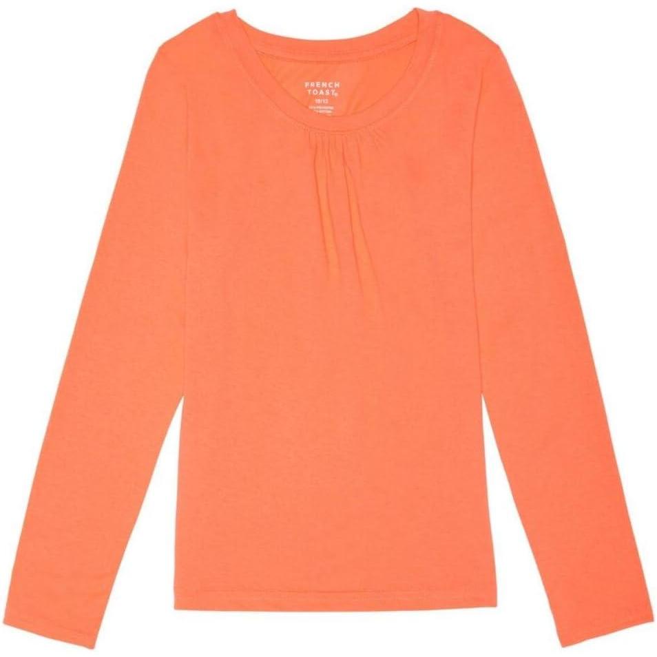 French Toast Girls Long Sleeve Crewneck Tee T Shirt(Fiery Coral)