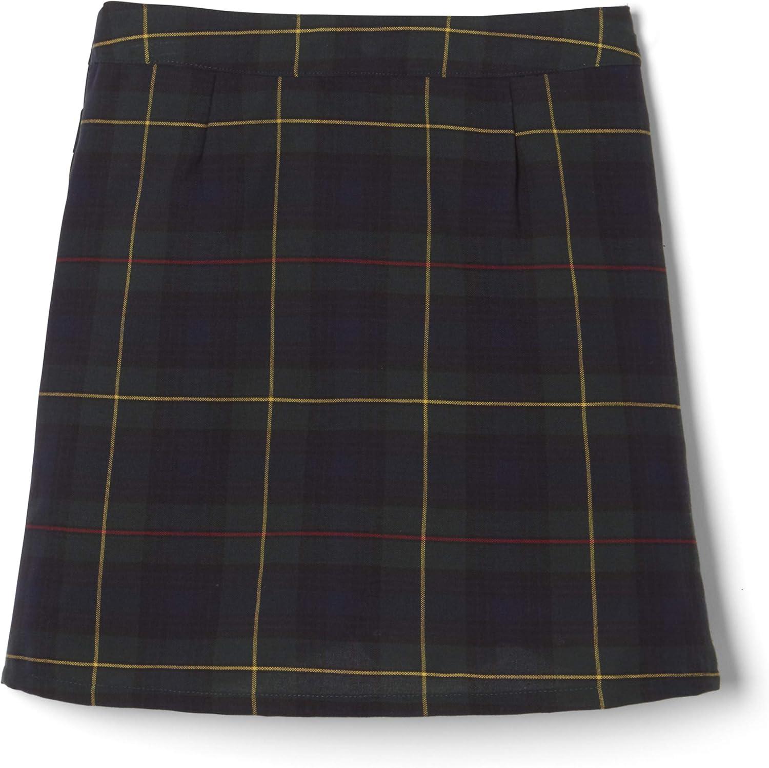 French Toast Girls’ Adjustable Waist Plaid 2-Tab Scooter(Green Plaid)