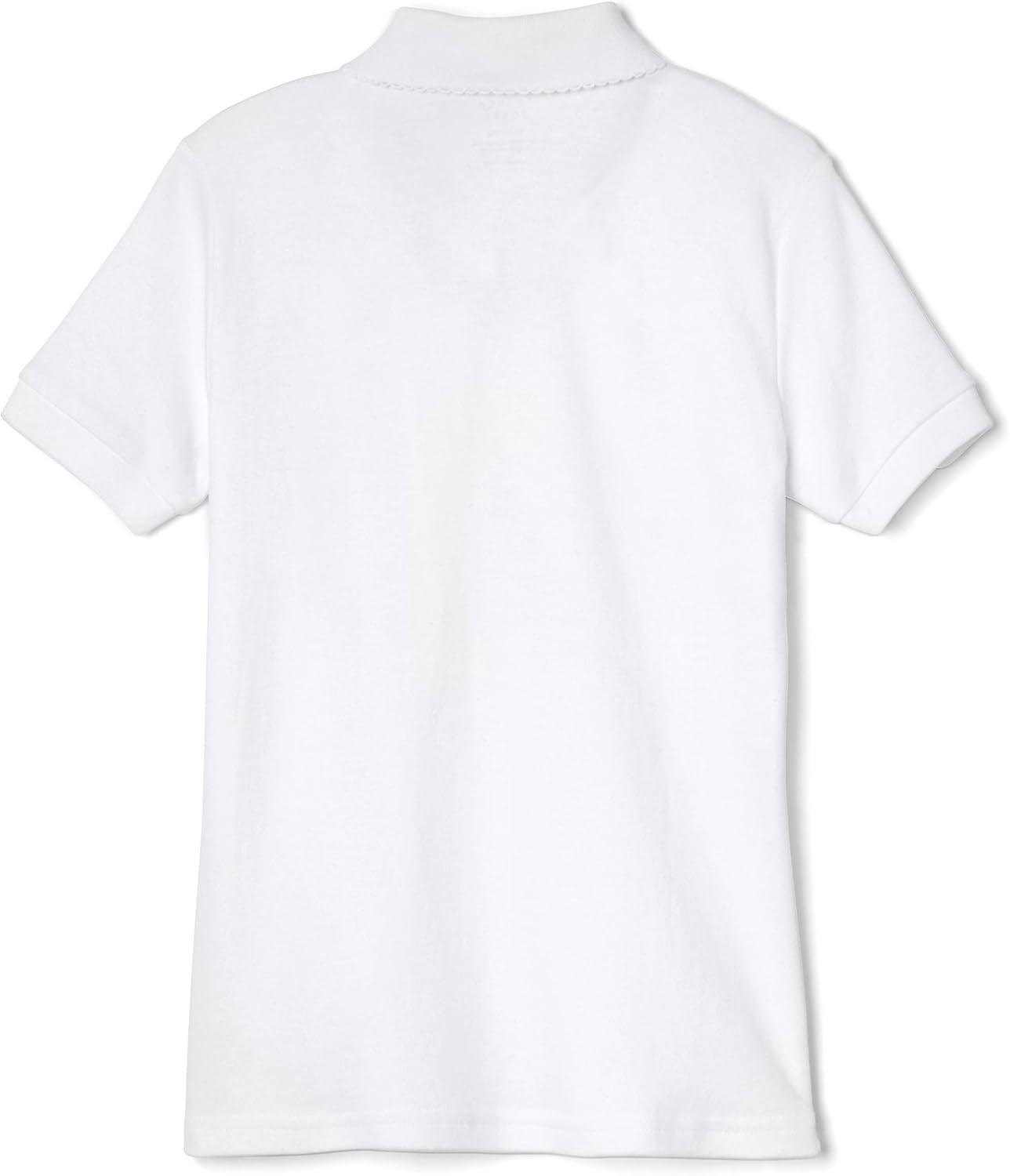 French Toast Girls’ Short Sleeve Picot Collar Polo School Uniform Shirt (Standard and Plus)(White Og)